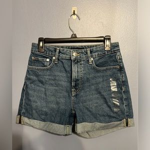 Free Assembly Women’s Rolled Cuff Jean Shorts, Blue, Size 4 Inseam‎ 5” Casual